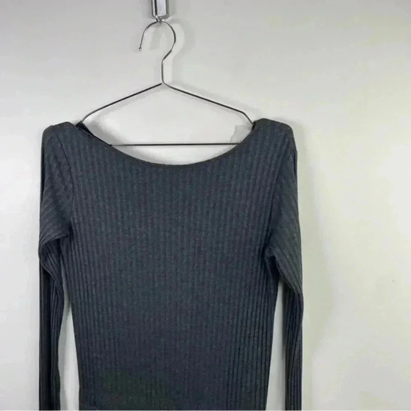 Cale‎ Charcoal Gray Louise Ribbed Wide Leg Jumpsuit - Picture 4 of 7